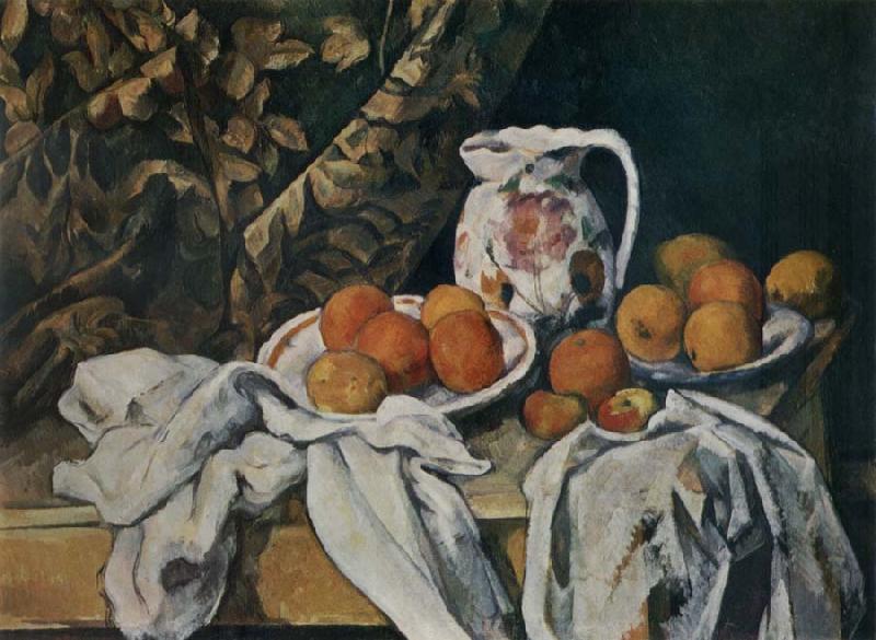 Paul Cezanne Still life with curtain oil painting image